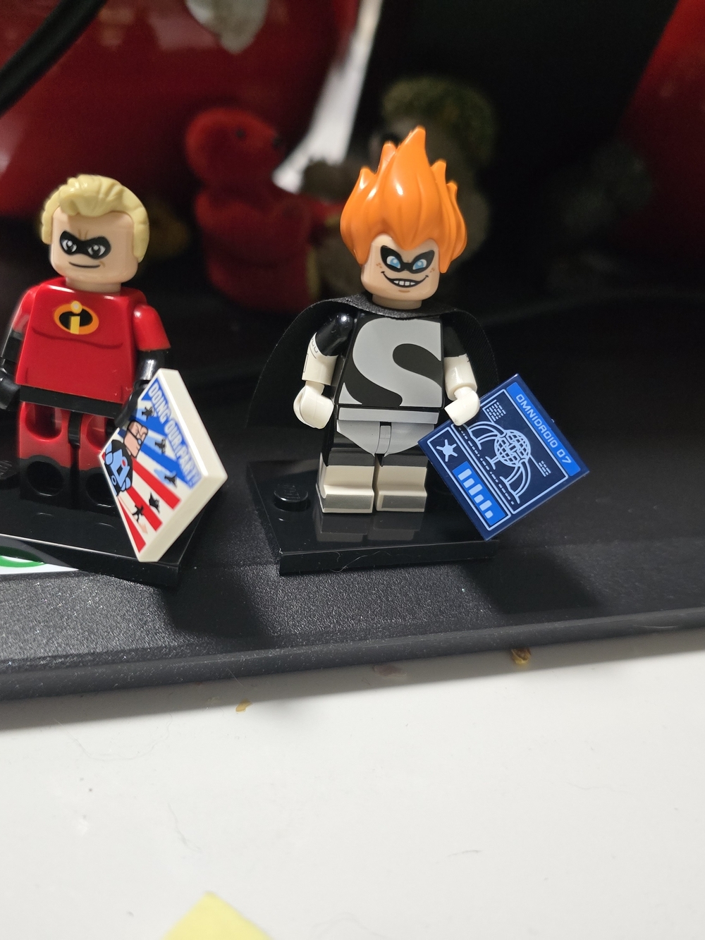 Lego Minifigure Blaze-Orange Haired Supervillain with Black and White Outfit
